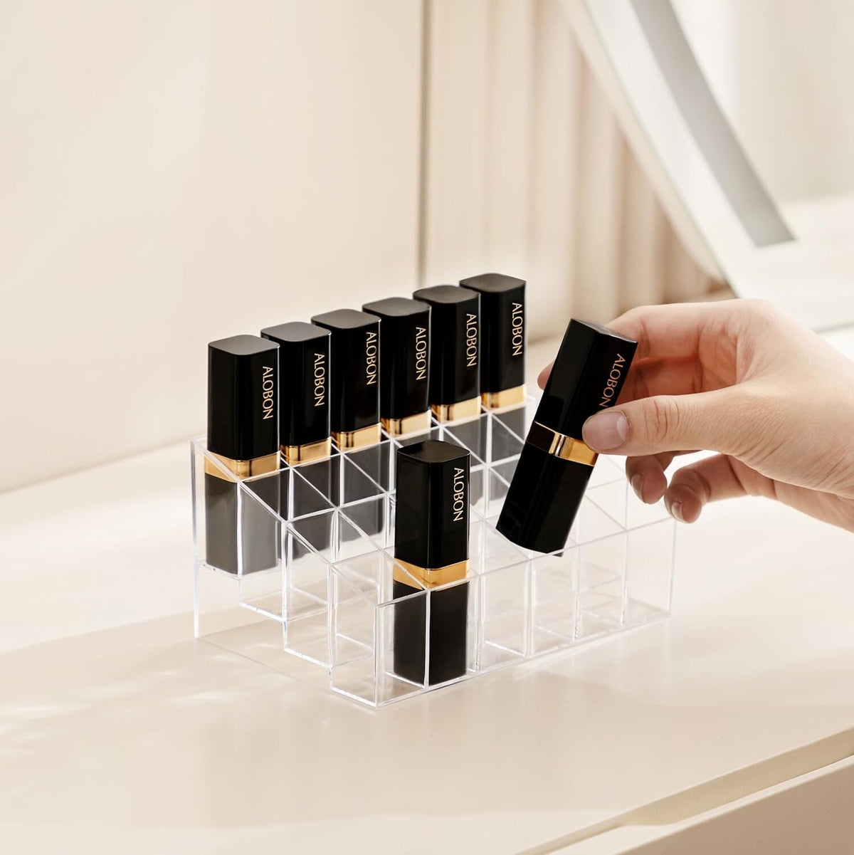 Lipstick Holder 24 Slot Clear Acrylic Makeup Organizer