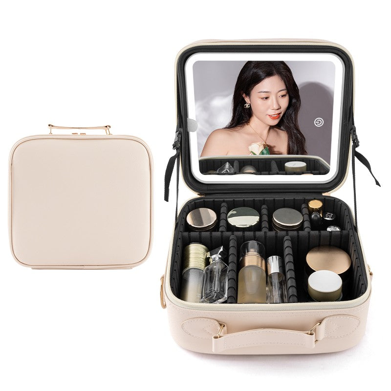 Portable Makeup Bag with LED Mirror Waterproof Travel Organizer