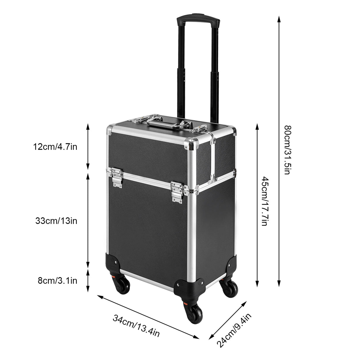 Travel Makeup Case with Wheels & Multiple Layers – Portable Cosmetic Organizer