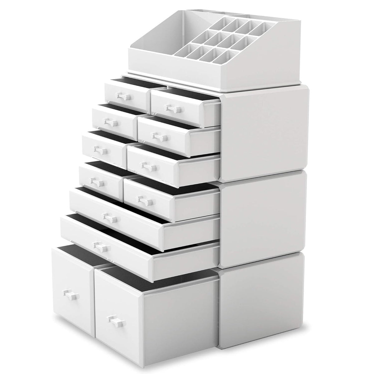 Makeup Organizer with 12 Drawers, Stackable Cosmetic Storage Case