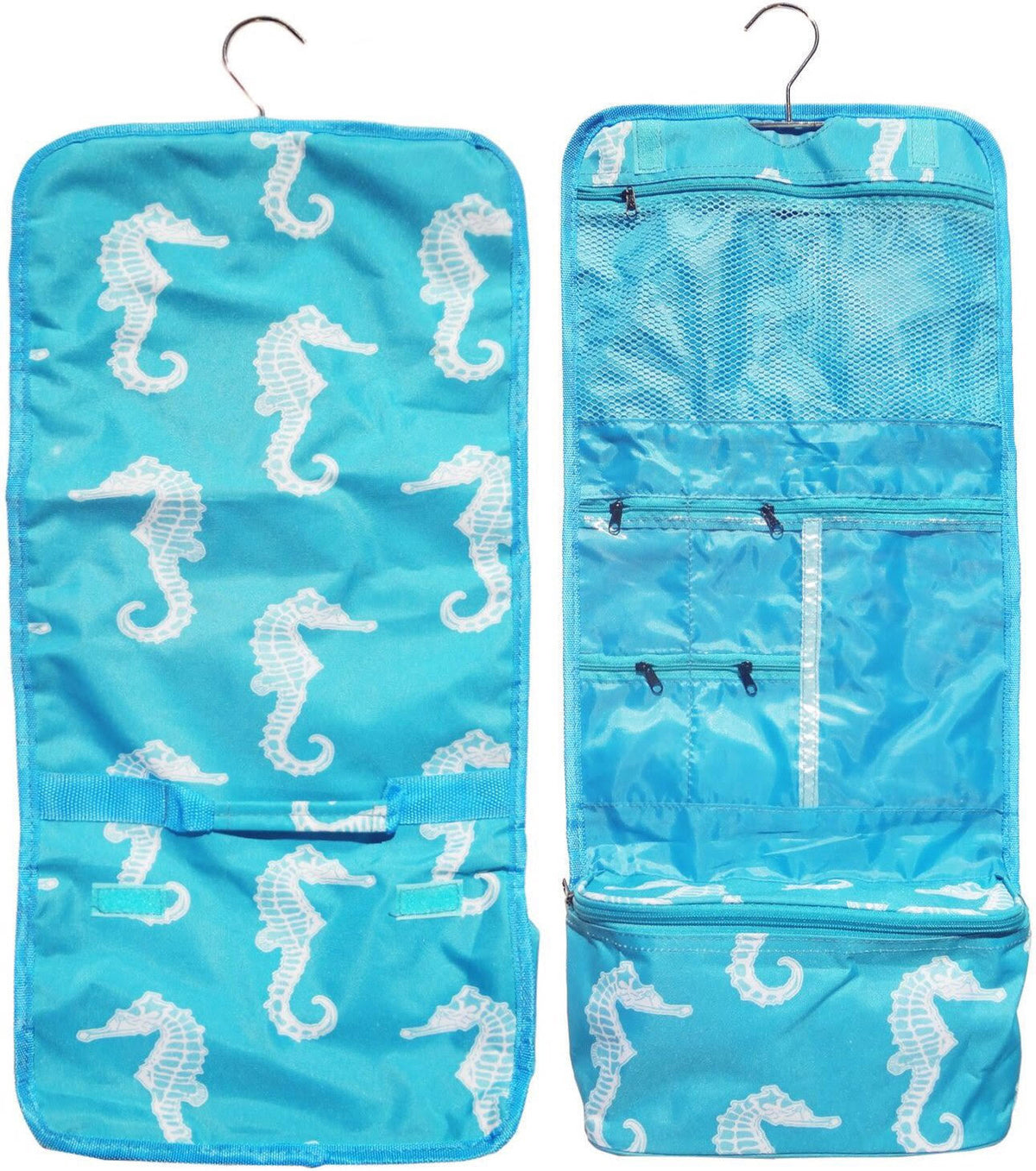 Travel Cosmetic Bag Organizer Pouch with Hanging Hook & Multiple Pockets