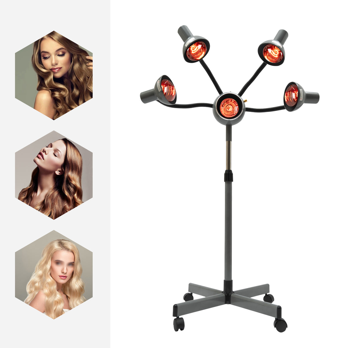 Professional Infrared Hair Steamer with Rolling Stand - Salon Hair Treatment Equipment