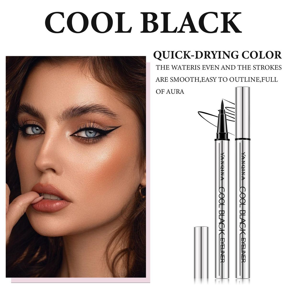 Liquid Eyeliner Pen Waterproof Black/Brown - Precise, Quick-Dry Makeup