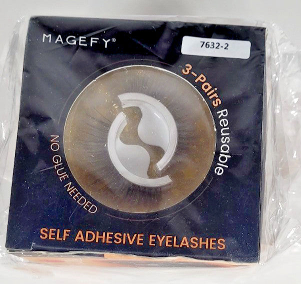 Magefy Self-Adhesive False Eyelashes - 3 Pairs, Natural Look