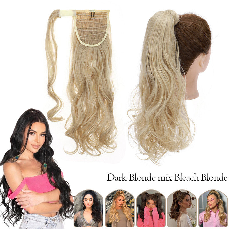 Mega Thick Wrap-On Ponytail Extensions - Natural Human Hair, Curly Wavy Straight