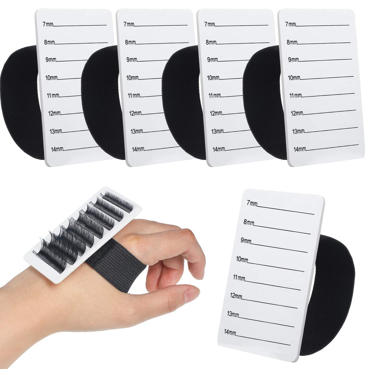 Eyelash Extension Hand Plate with Detachable Elastic Straps - 6 Pack, Black