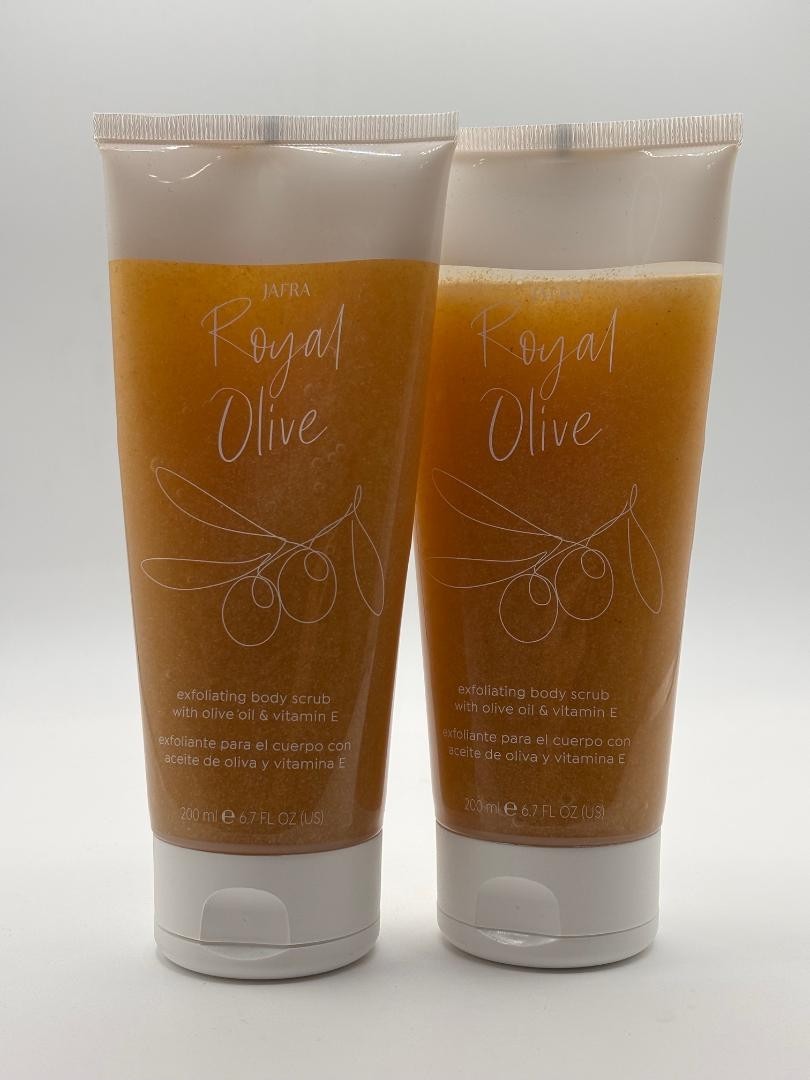 2x Jafra Royal Olive Exfoliating Bath Body Scrub 6.7 fl. oz. each