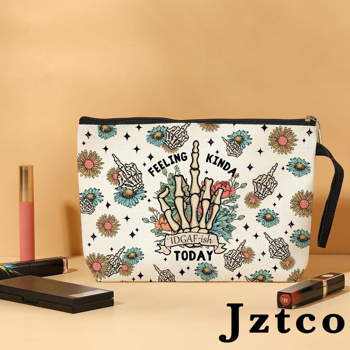 Funny Skeleton Makeup Bag Skull Gift for Women Travel Toiletry Organizer