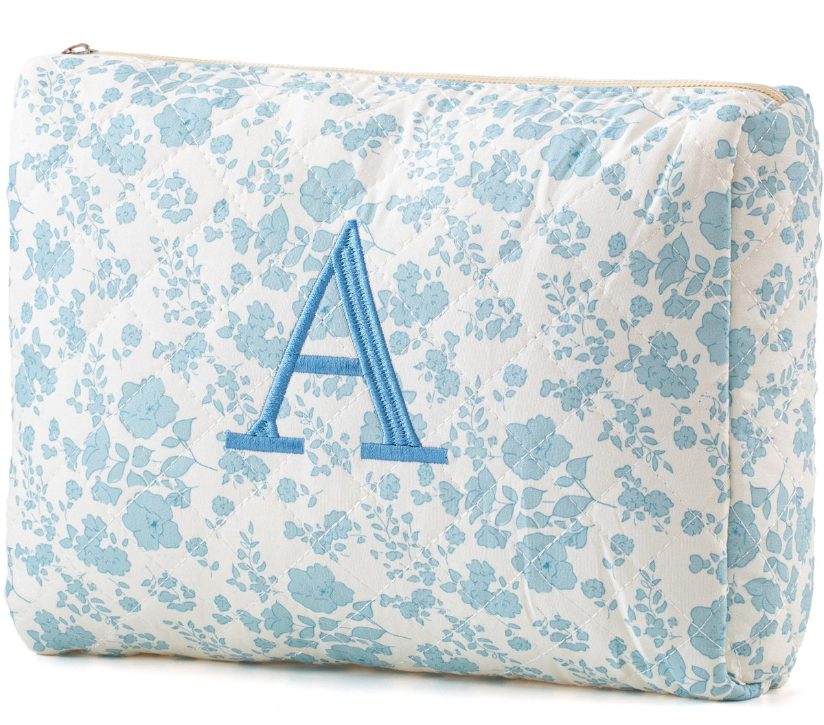 Large Cotton Travel Makeup Bag with Floral Quilted Design for Women