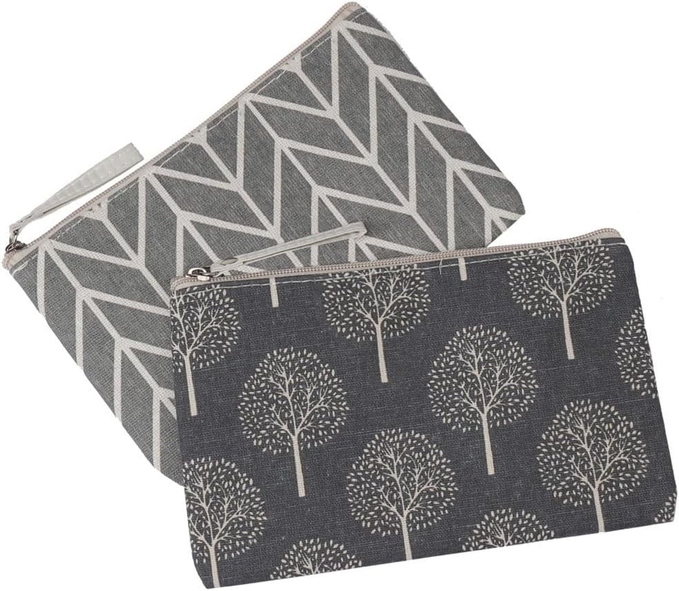 2 Pack Canvas Makeup Bags Small Zipper Pouches for Cosmetics & Travel