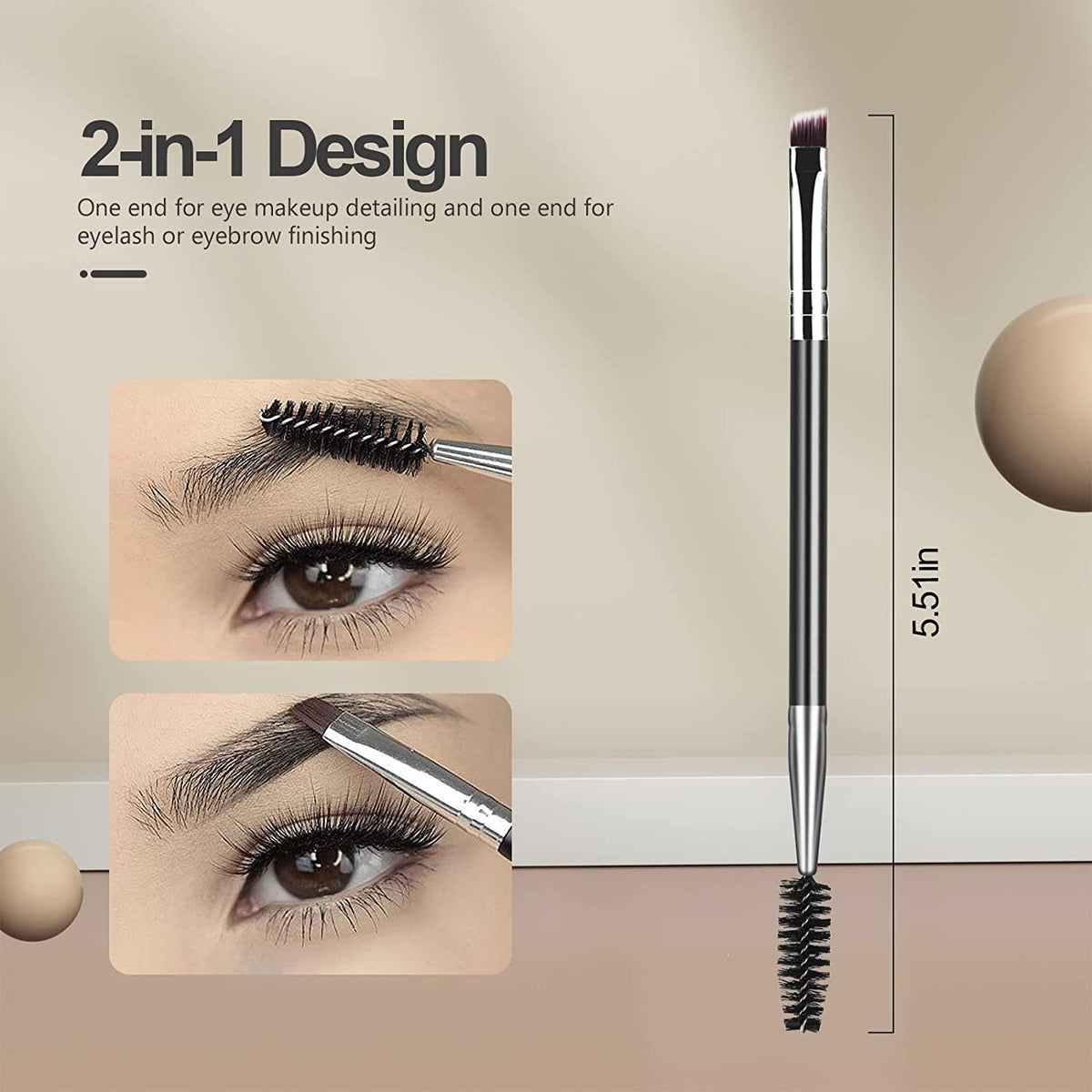 3 Pack Eyebrow and Eyelash Makeup Brush Set with Separator & Spoolie