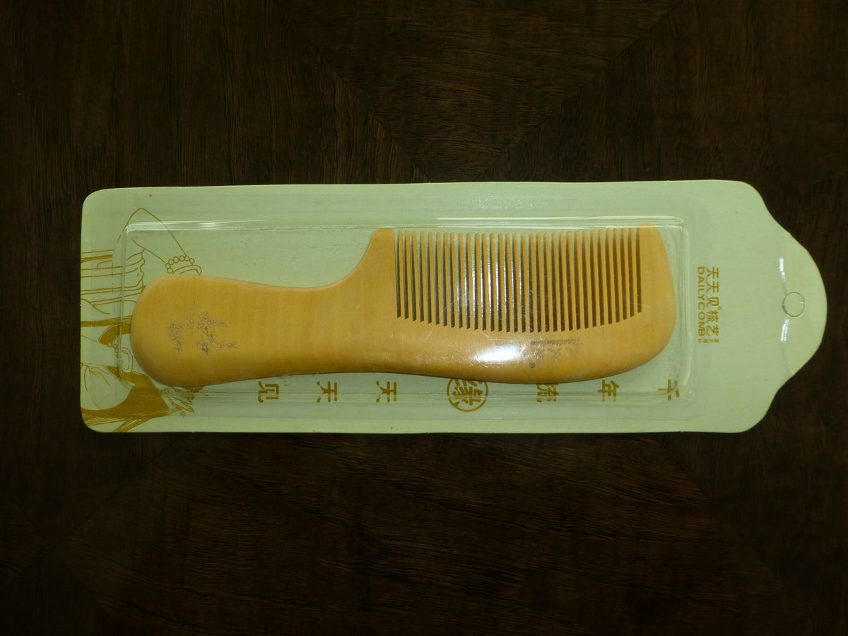 Natural Hand-Made Boxwood Hair Comb - Vintage Wooden Scalp Massager