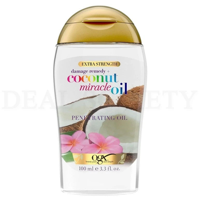 Coconut Hair Oil Treatment for Damaged Hair - 3.3oz, Lot of 3