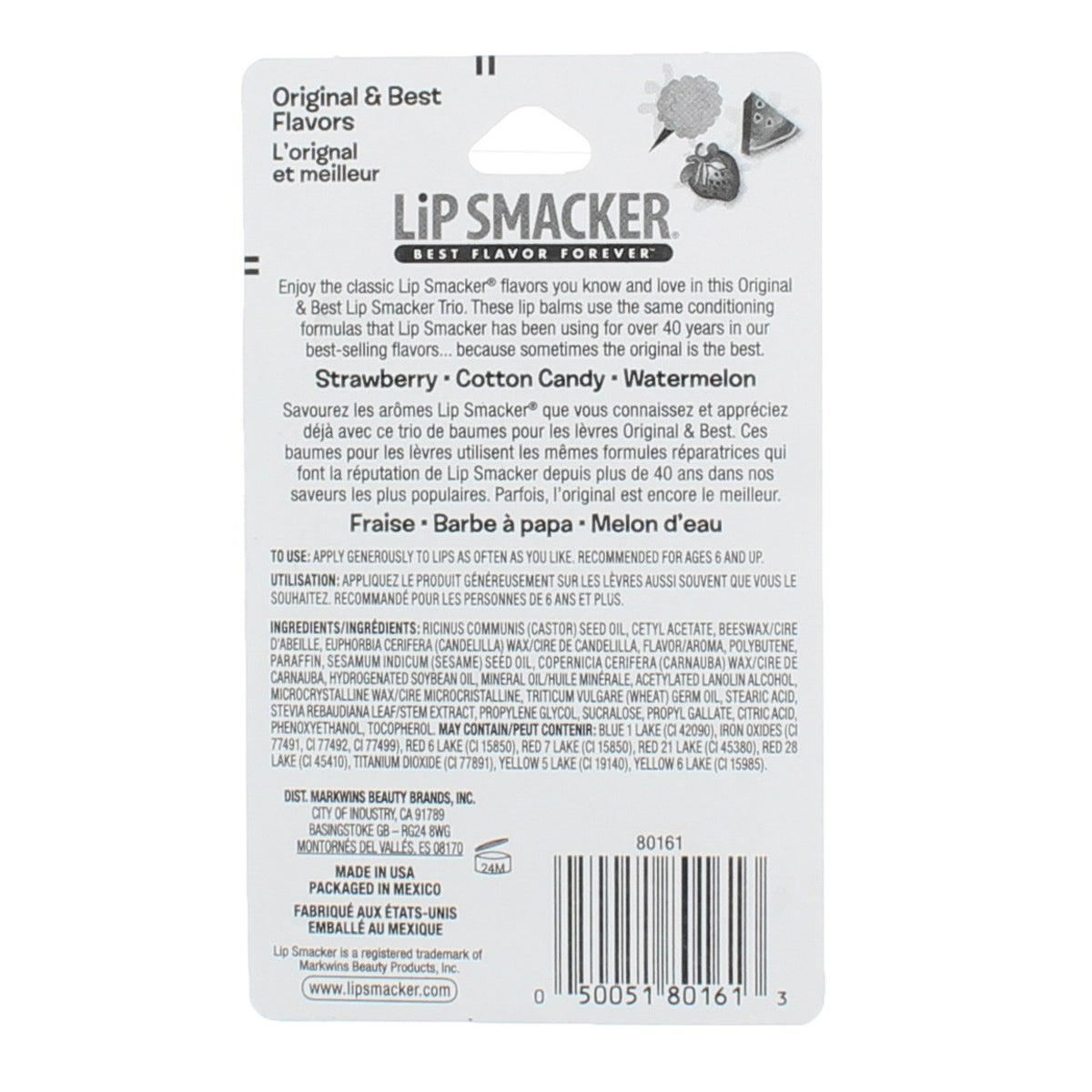 Lip Smacker 3-Pack Flavored Lip Balm Set - Moisturizing & Smoothing
