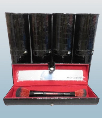 Double Ended Makeup Brush Set with Mirrored Case - 5 Pieces