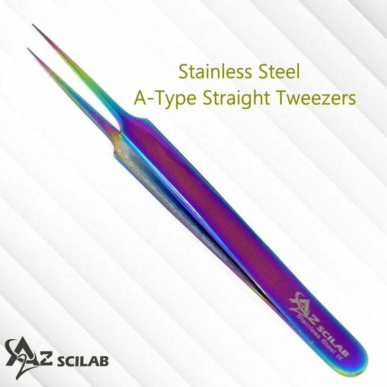 Eyelash Extension Tweezers - Rainbow Color Stainless Steel Precision Tool