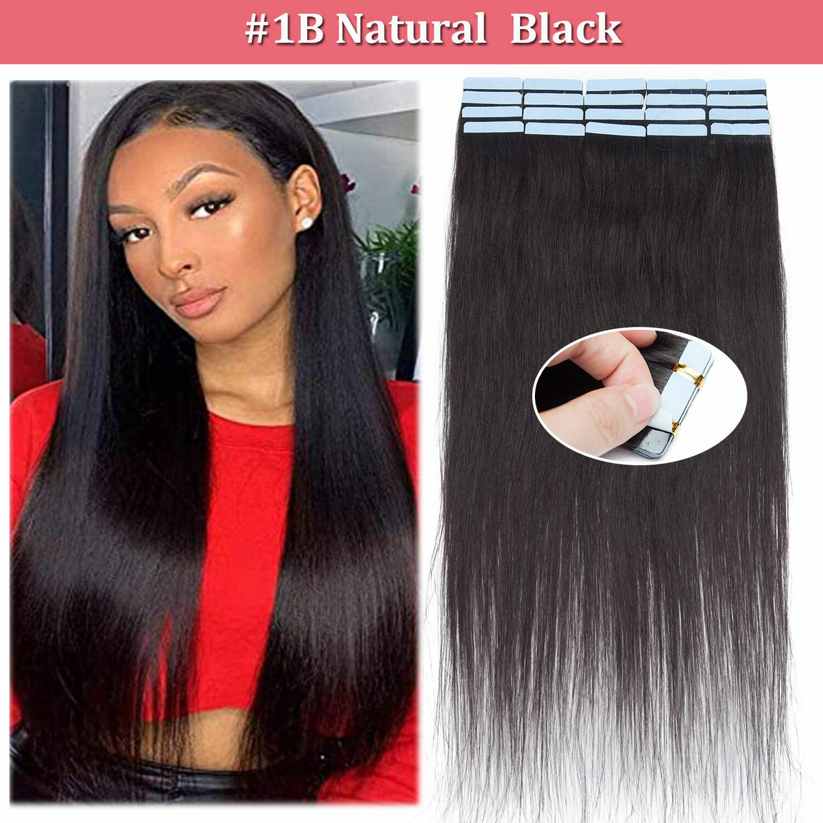 Remy Human Hair Tape Extensions - Natural, Tangle-Free, Reusable