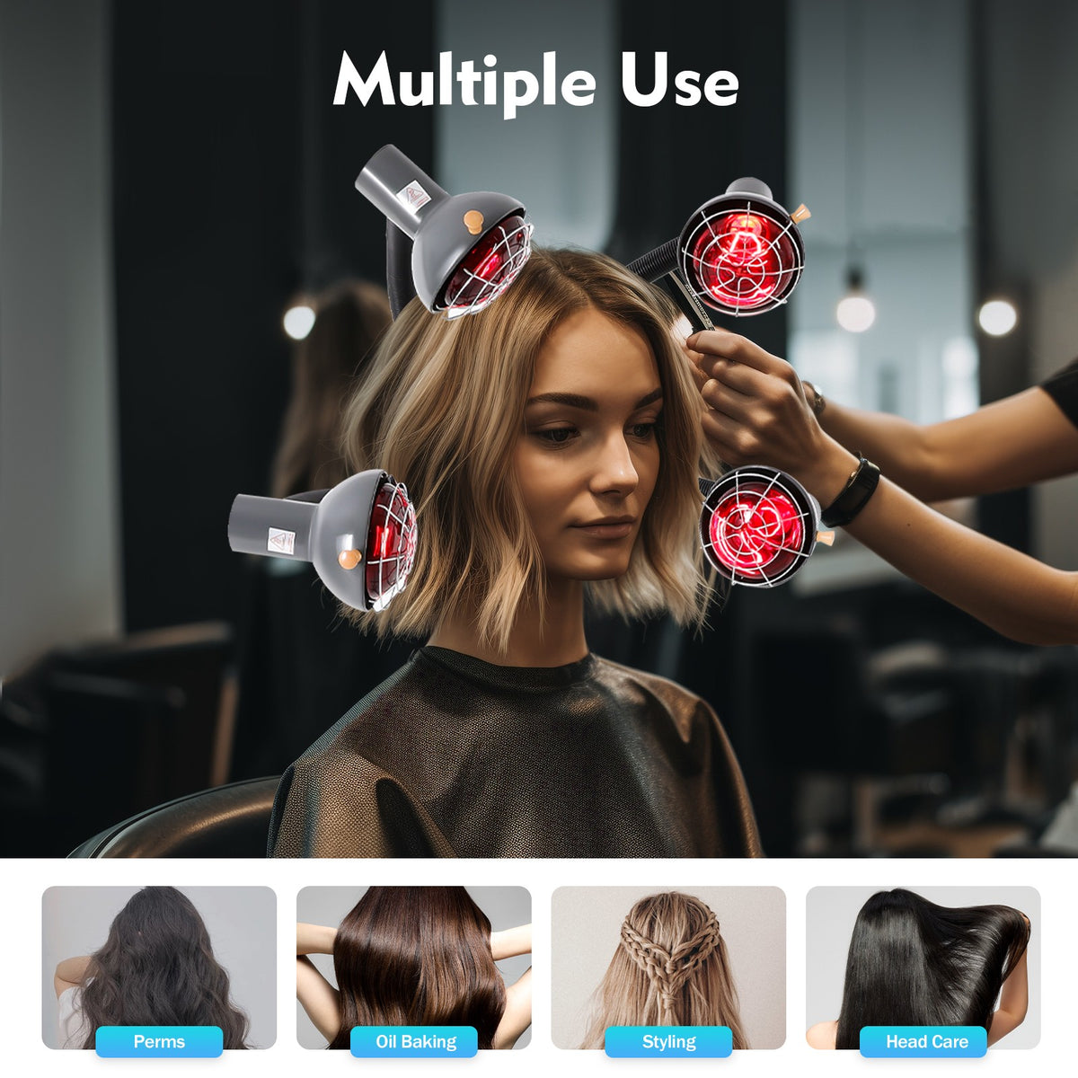 5-Head Infrared Light Therapy Lamp for Hair Perming & Dyeing Salon Equipment