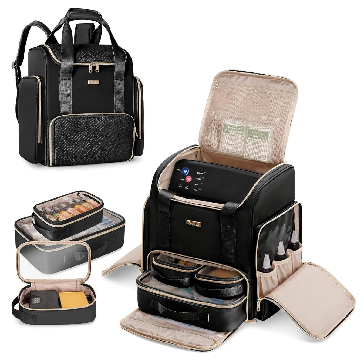 Tattoo Travel Case Backpack with 3 Transparent Cases - Double Layer Organizer