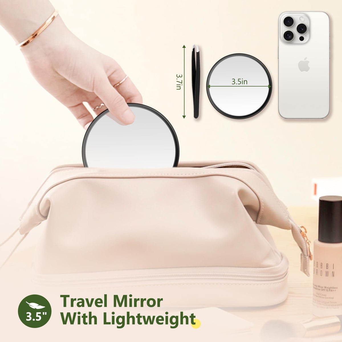 30X Magnifying Makeup Mirror with Eyebrow Tweezers Kit - Compact Travel Size