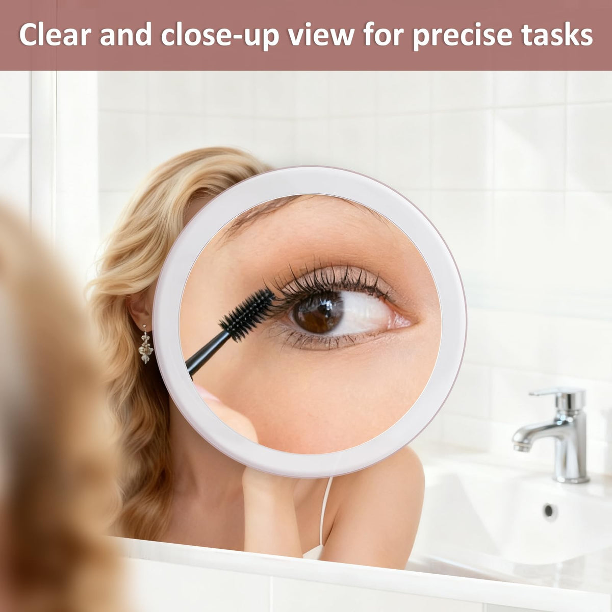 8 Inch Magnifying Mirror with 5X Magnification and Suction Cups for Travel & Grooming