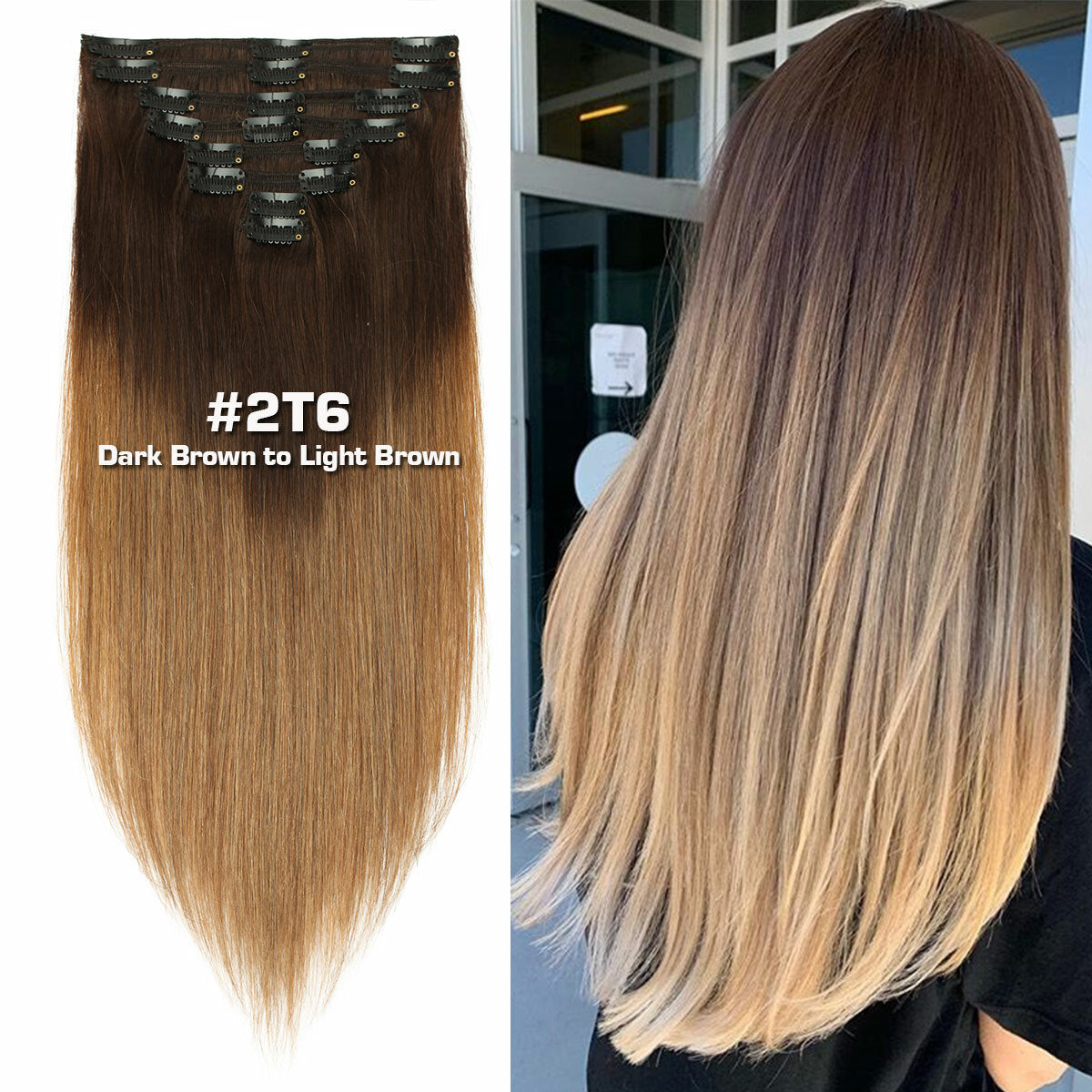 Double Weft Clip-In Human Hair Extensions Full Head - Multiple Colors & Lengths
