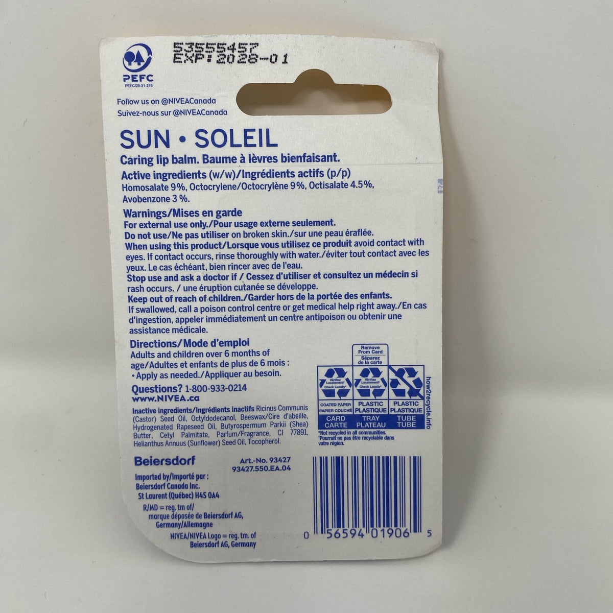 Nivea Sun SPF30 Lip Balm Duo - 2x4.8g Moisturizing Sunscreen Lipstick