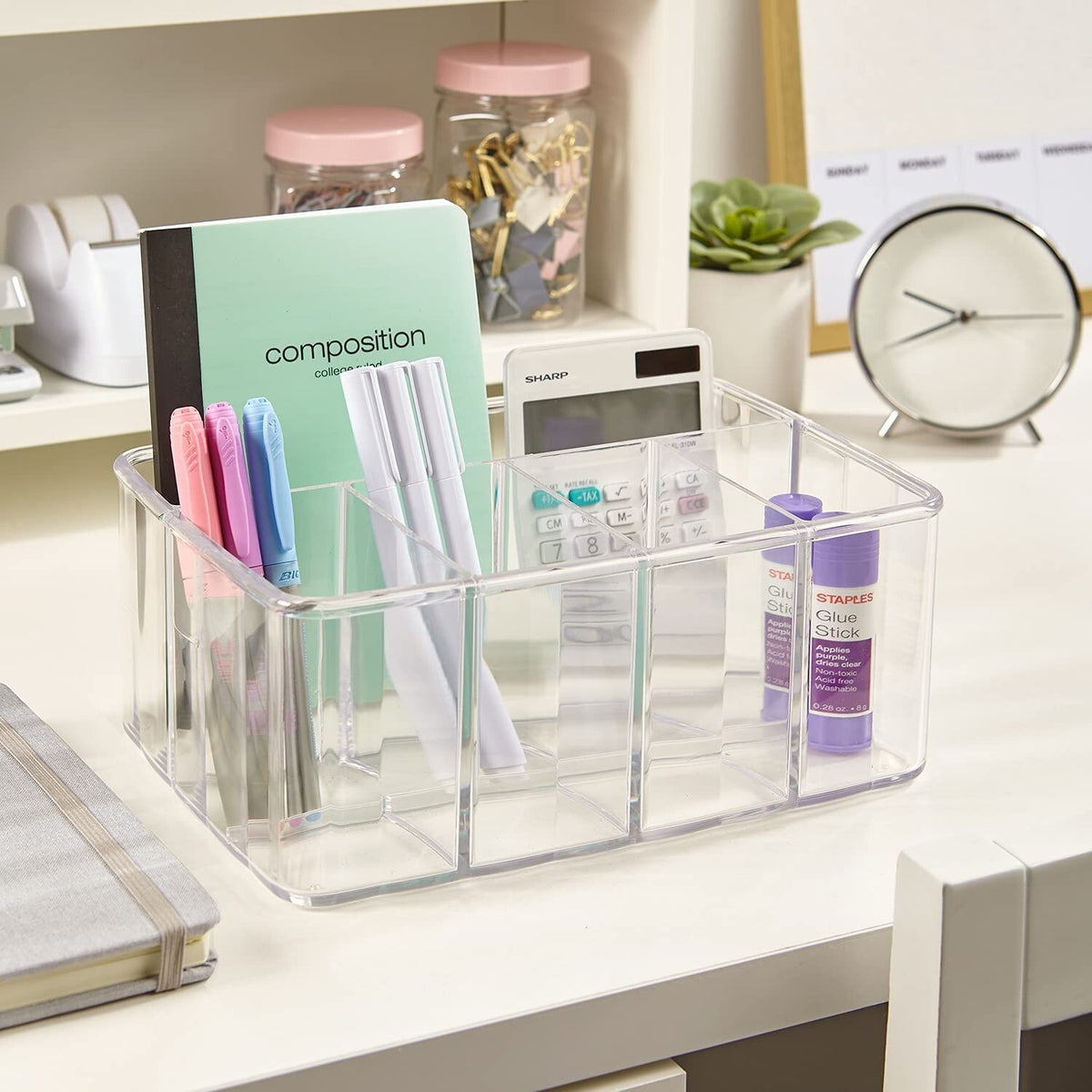 Clear Acrylic Makeup Organizer with 5 Compartments - Vanity Storage