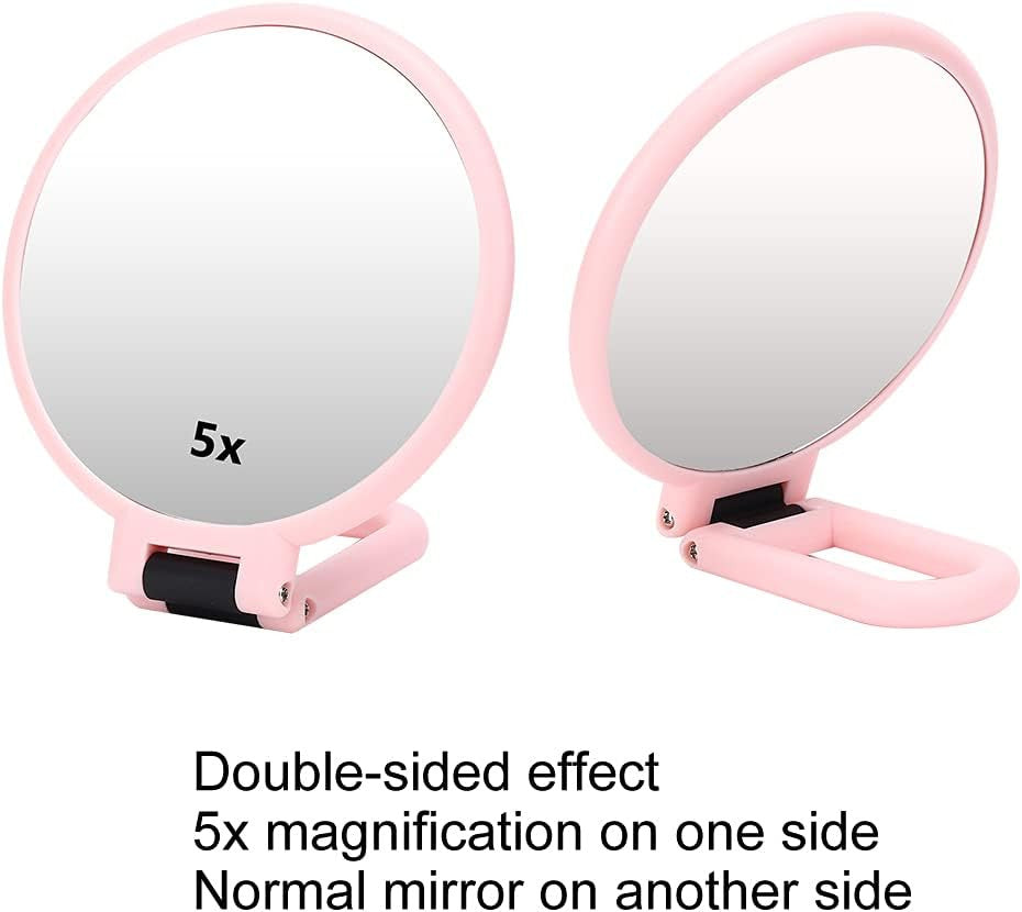 Portable Travel Mirror with 5X Magnification - Folding Cosmetic Mirror for Makeup