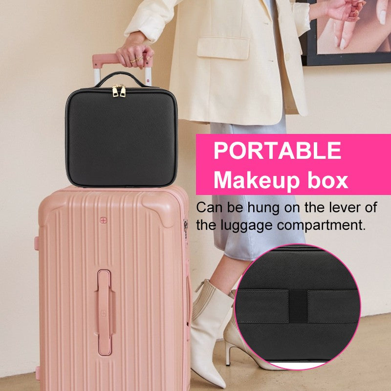 Travel Waterproof Makeup Bag with LED Light Mirror and Handle