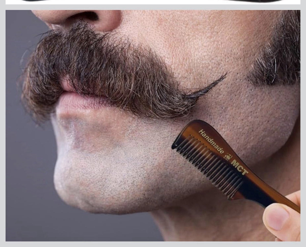 Men's Travel Mini Tortoise Shell Mustache Beard Eyebrow Comb Set - 3 Pack