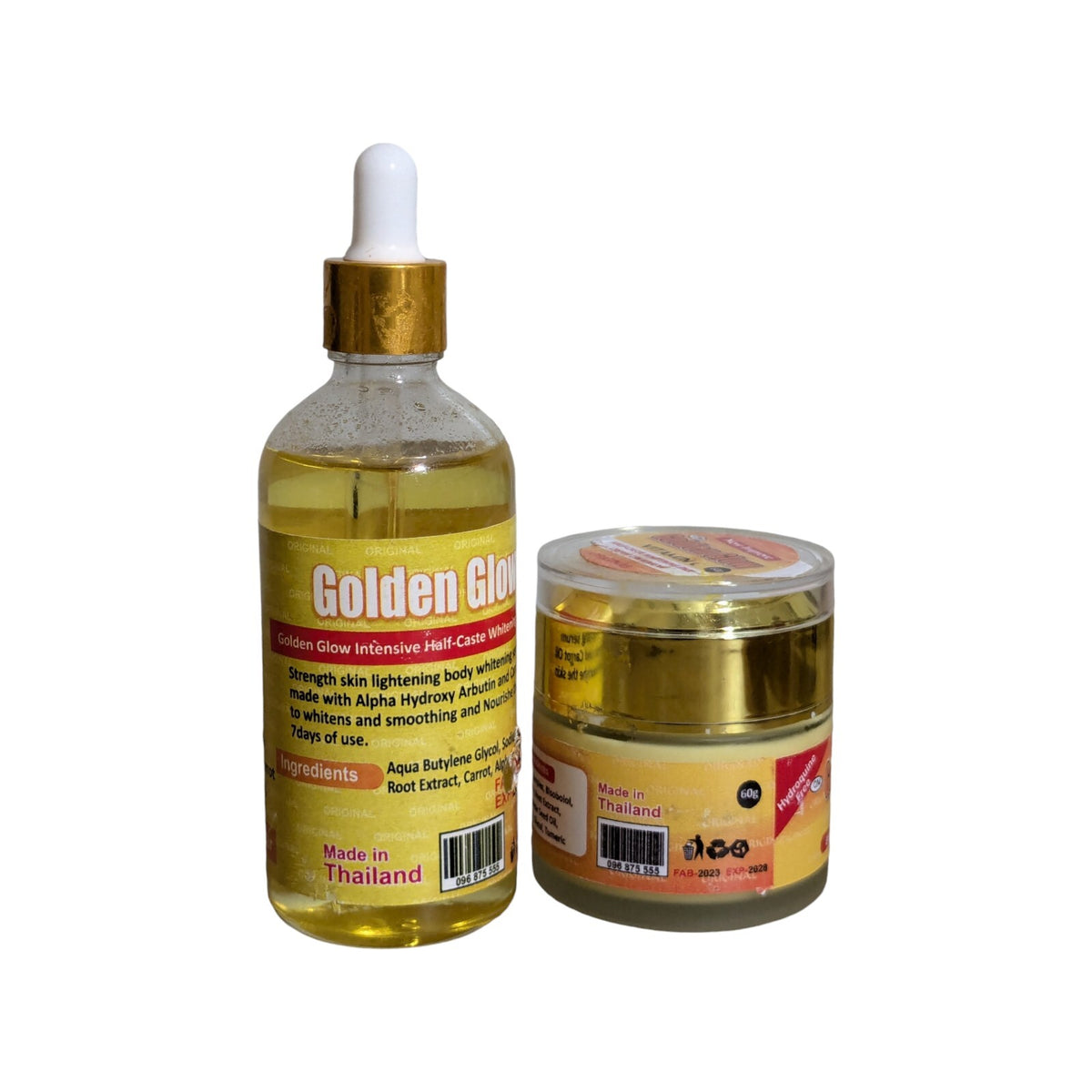 Golden Glow Brightening Face Serum & Vitamin C Cream Set - Whitening Skin Care