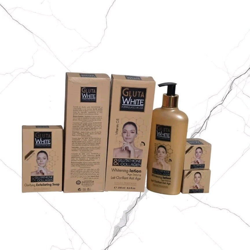 Gluta White Age Defying Glutathione Collagen Lotion Set - 2x250ml & Soap