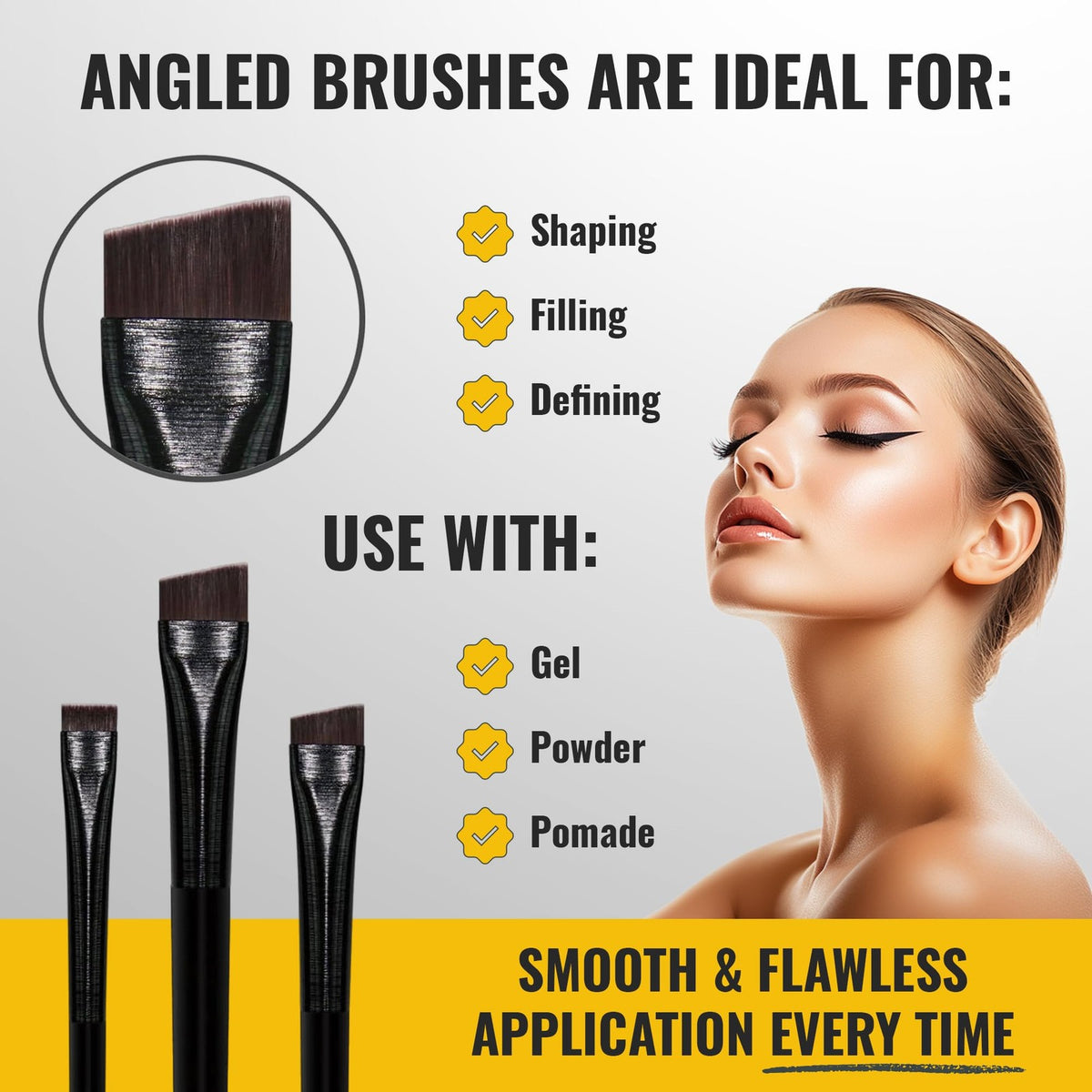 Eyebrow & Eyeliner Brush Set – Ultra-Thin Angled & Flat Makeup Brushes