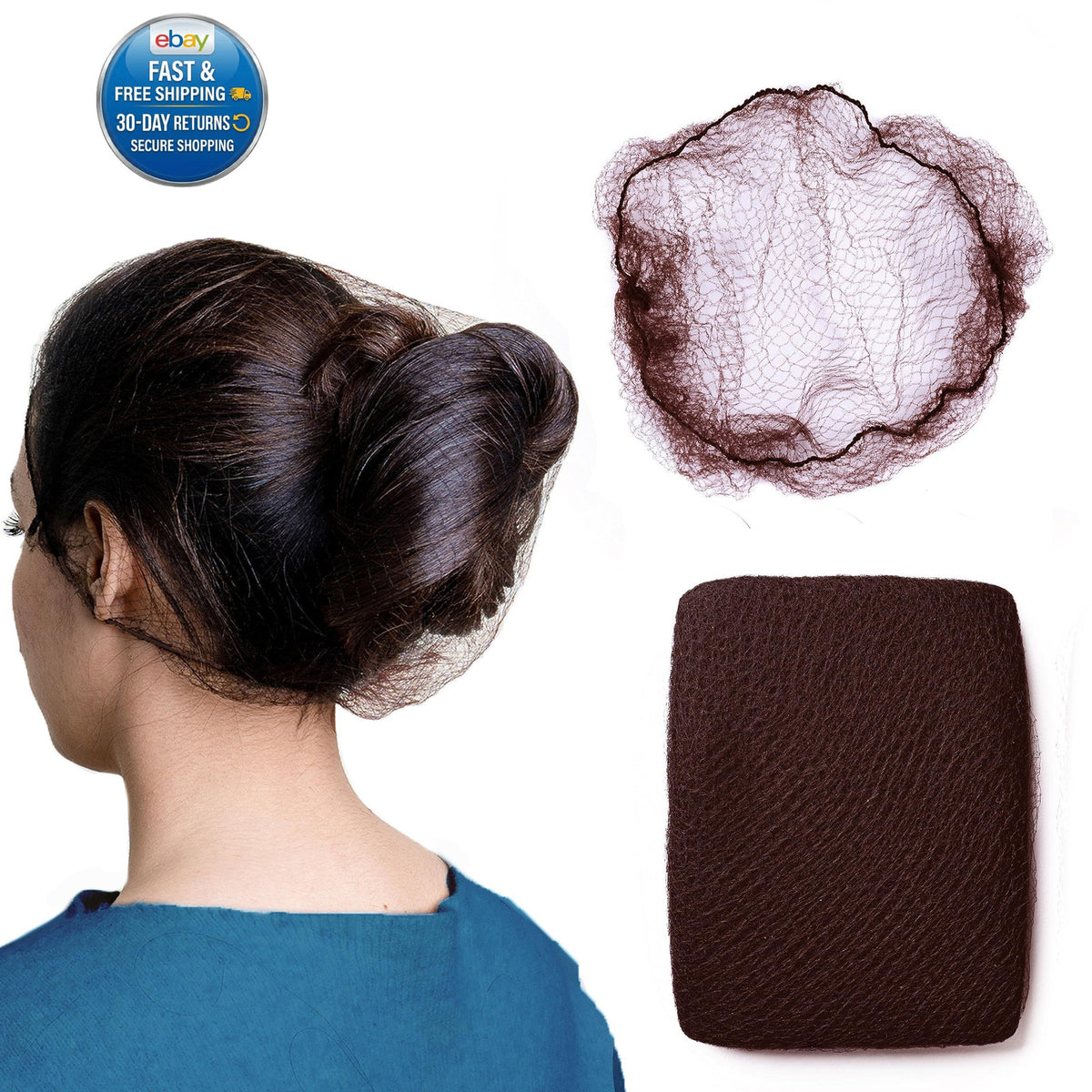 100Pcs Brown Hair Net 24" Invisible Nets for Women and Men - Perfect