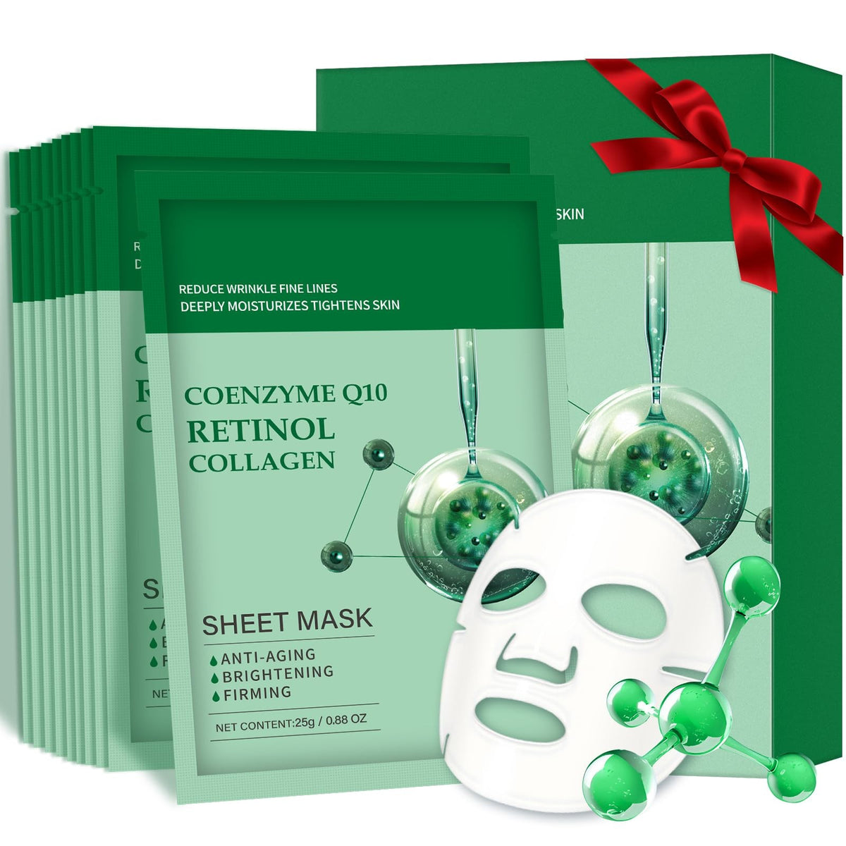 Collagen Face Mask Pack with Retinol & Hydrating Ingredients - 10 Count