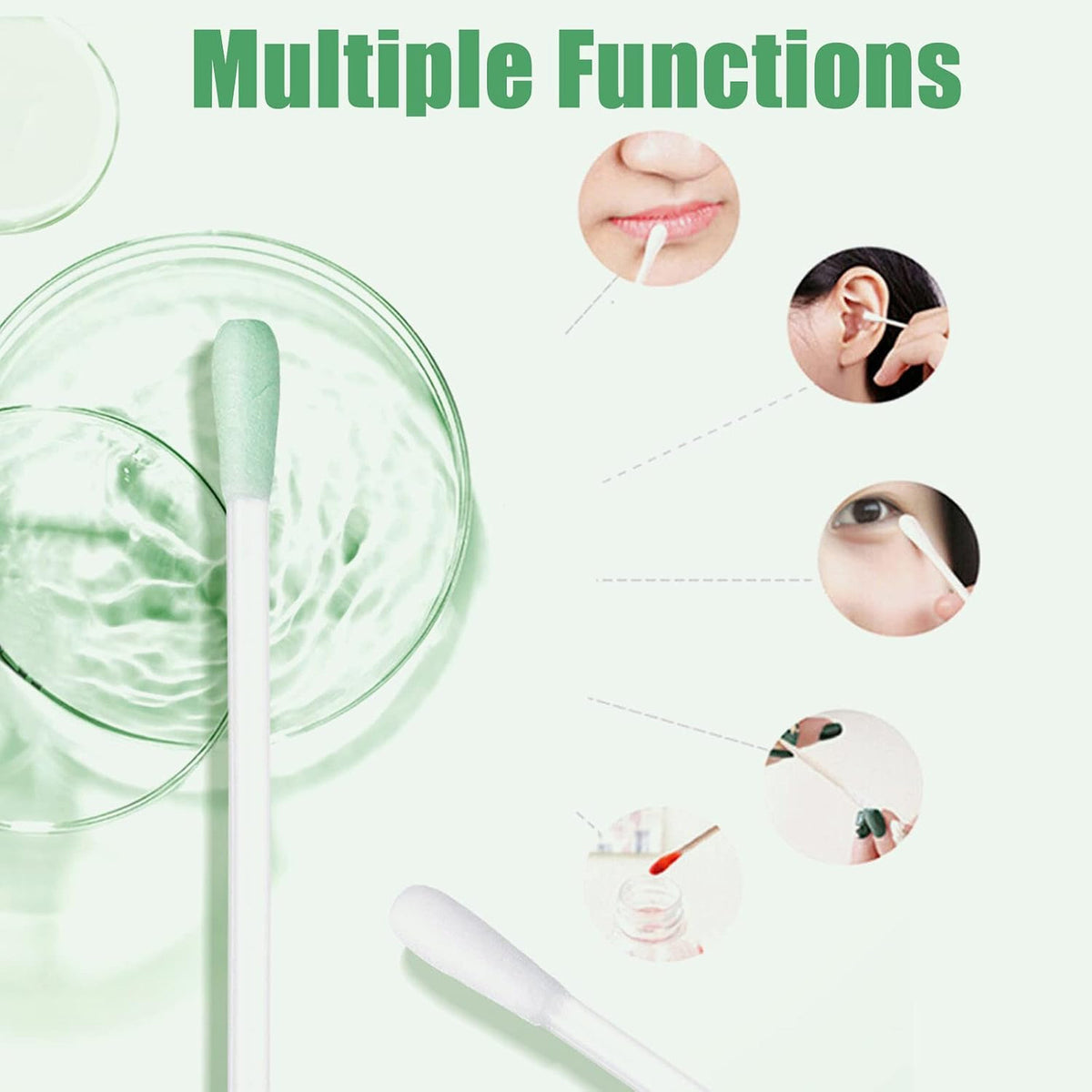 Cotton Makeup Remover Swabs with Vitamin E Liquid, 100 Pcs for Eye & Lip