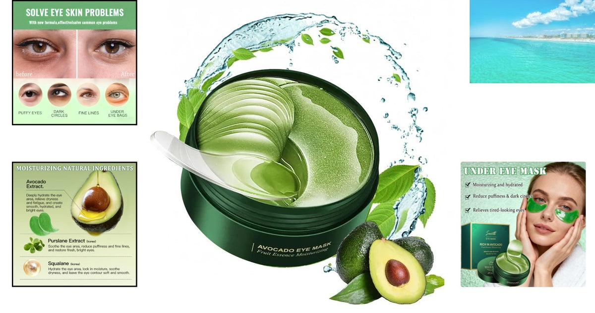 Nourishing Avocado Eye Masks Set for Dark Circles and Puffiness - 60 Pcs