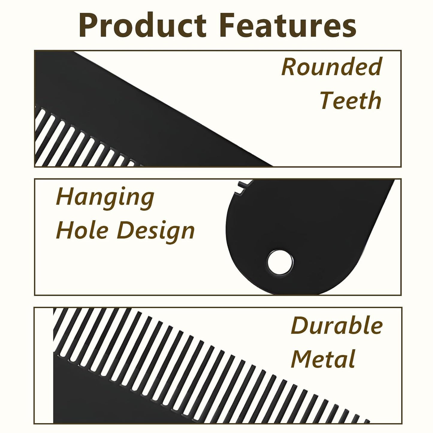 Portable Metal Fine Tooth Beard Comb - Black Mini Pocket Grooming Tool