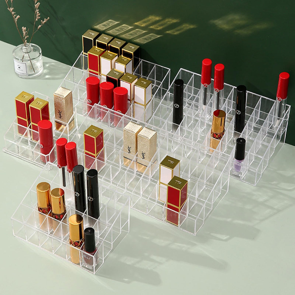 Clear Plastic Lipstick & Makeup Organizer with 24 Slots for Lip Gloss Perfume