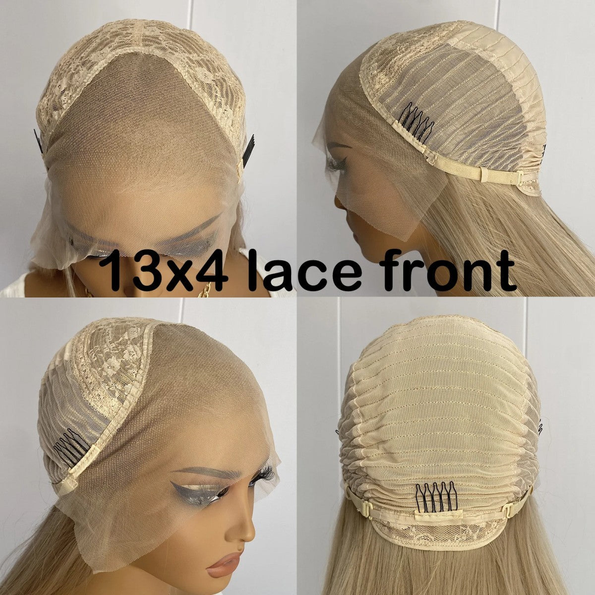 Long Straight Ash Blonde Lace Front Wig - Glueless, Heat Resistant Synthetic Hair