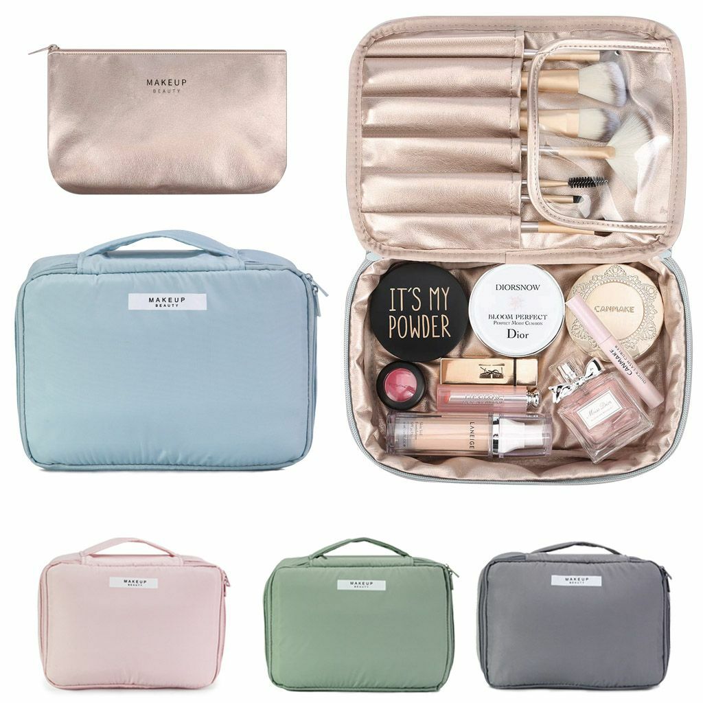 Waterproof Makeup Bag with Handle for Travel and Storage – Cosmetic Organizer