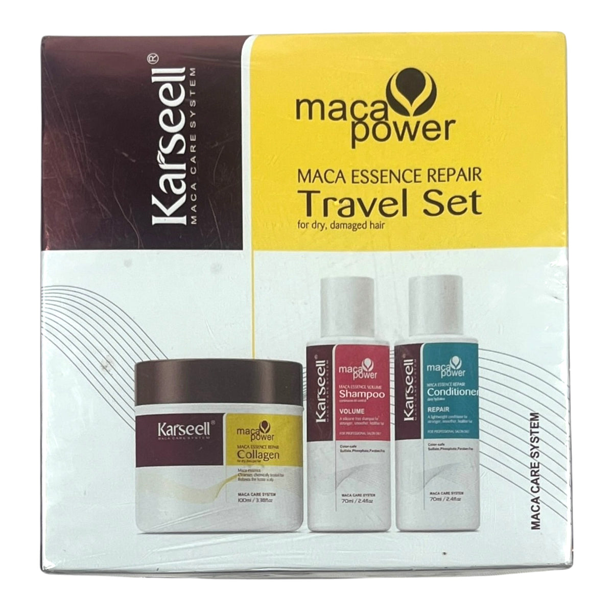 Karseell Maca Power Travel Set: Shampoo 70mL, Cond Mask 100mL - EX