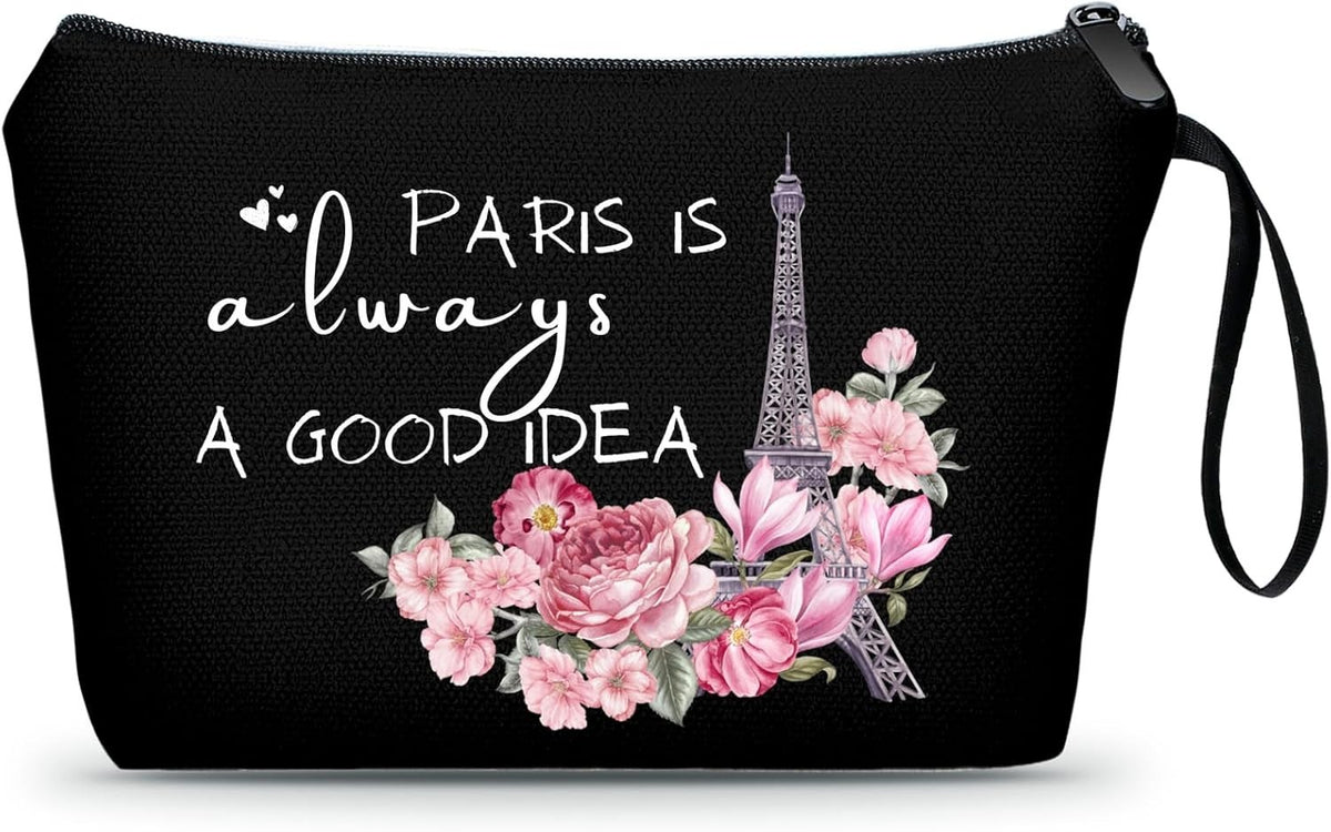 Travel Makeup Bag - Large Paris-Inspired Cosmetic Organizer for Women