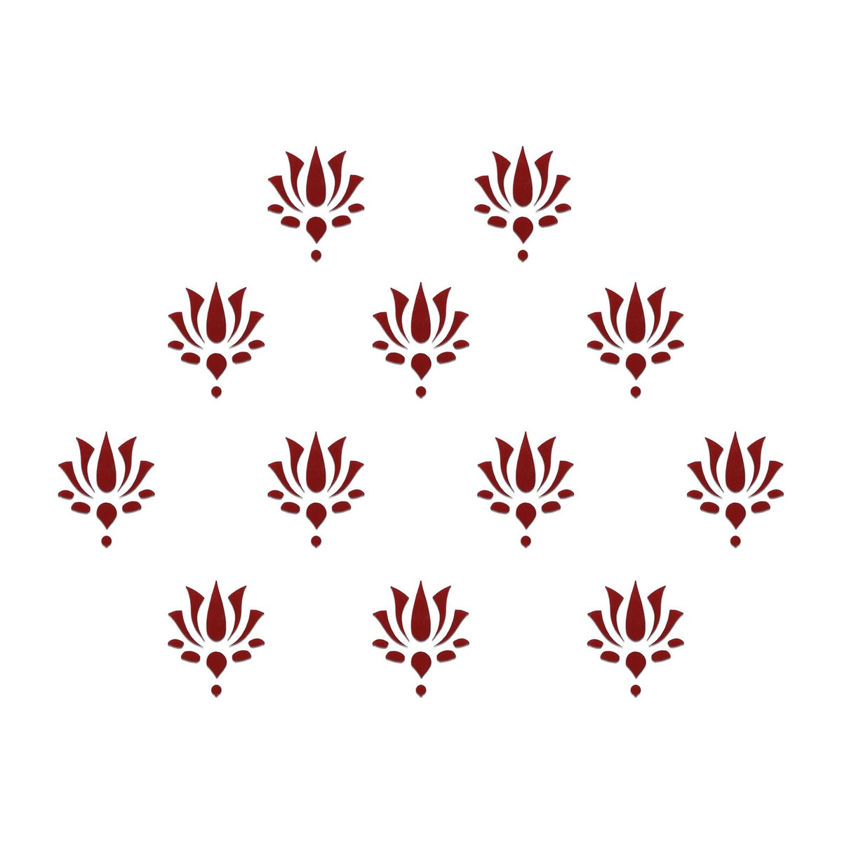 Maroon Lotus Bindi Set - 10mm Festival Forehead Adornments (12 Pack)