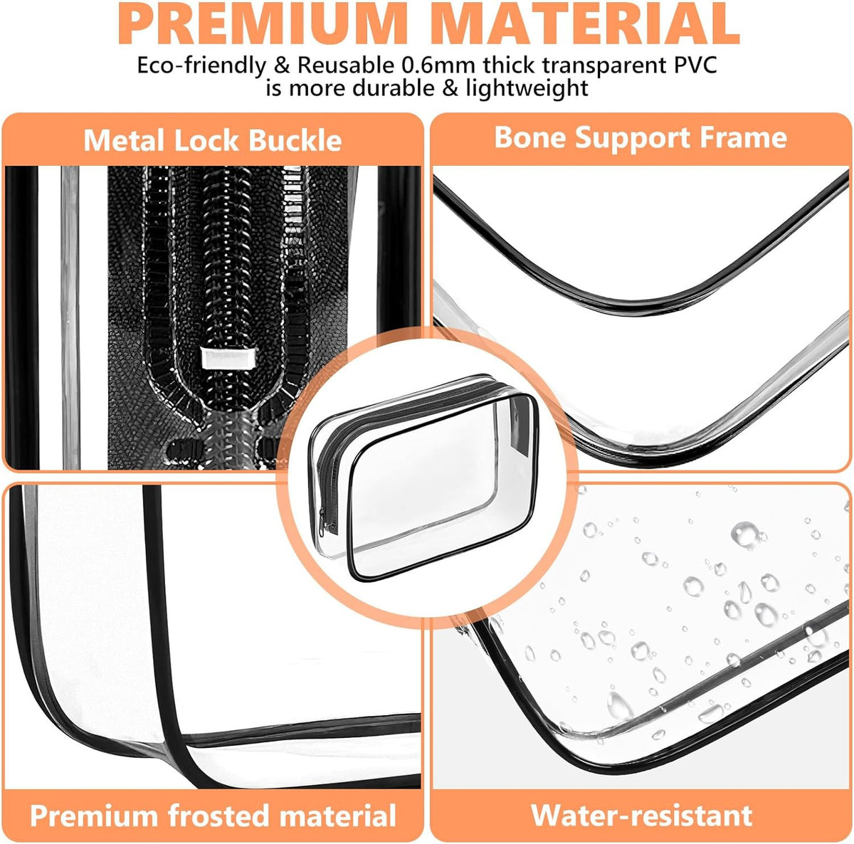 Clear Travel Makeup Bag TSA Approved Waterproof PVC Organizer