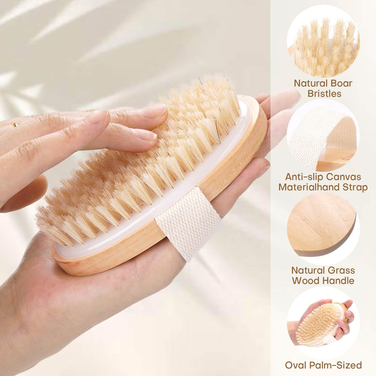2 Pack Dry Brushing Body Brush, Natural Bristle Exfoliating Brush