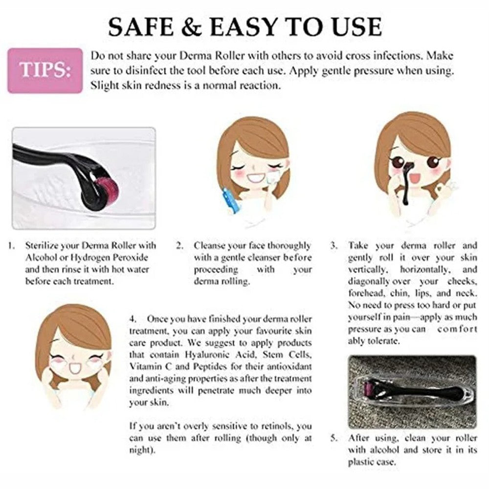 3-Piece Microneedle Derma Roller Set with 0.25mm 0.50mm & 1.50mm Needles for Skin & Hair Care