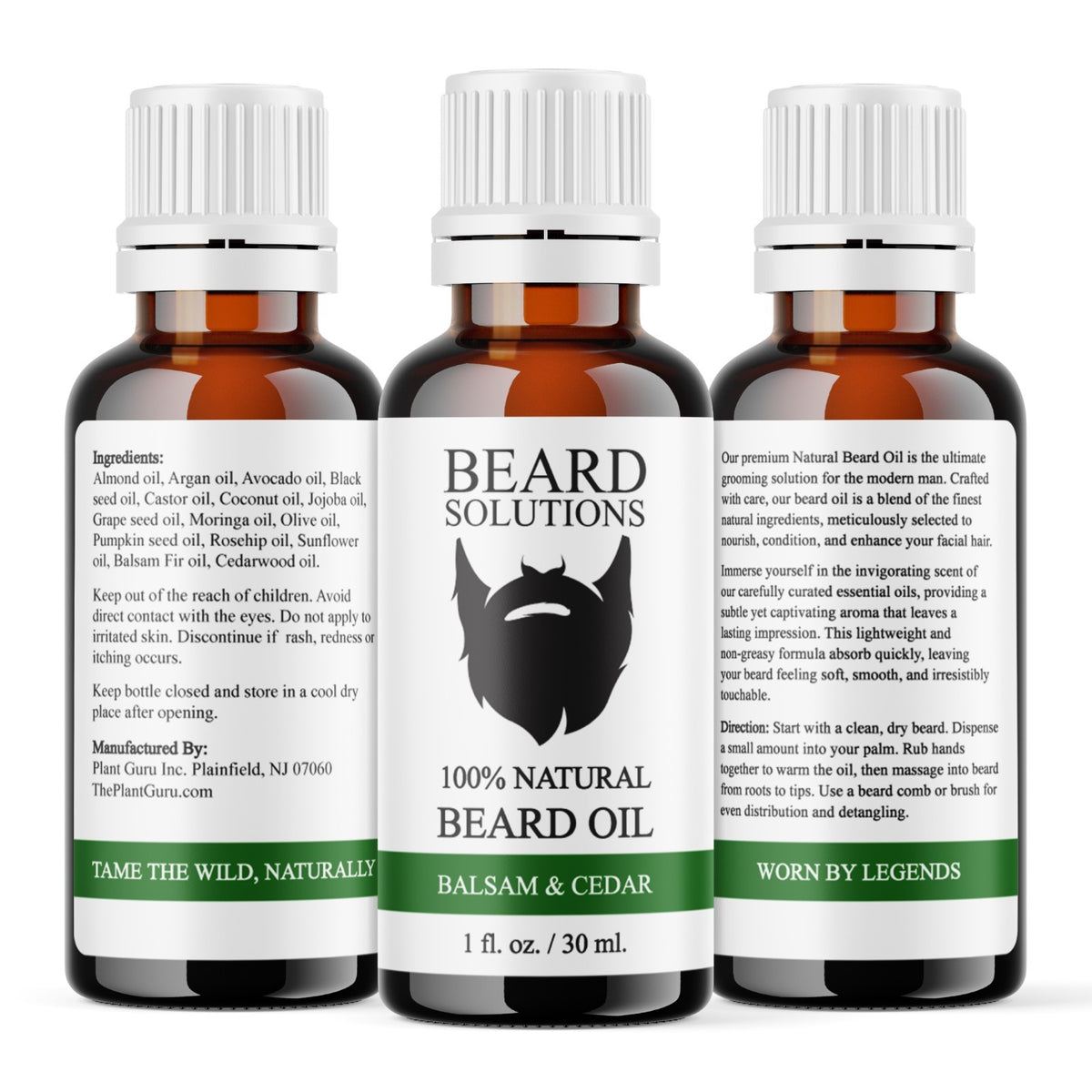 Natural Beard Oil with Essential Oils for Growth & Nourishment - 1 oz