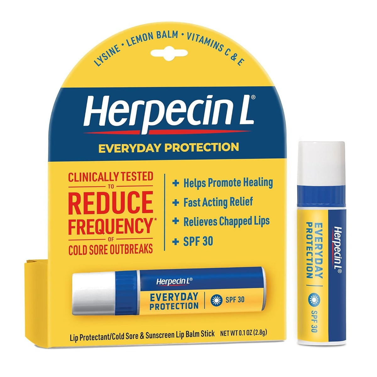 SPF 30 Lip Balm for Cold Sores & Sun Protection - Herpecin L, 0.1 oz